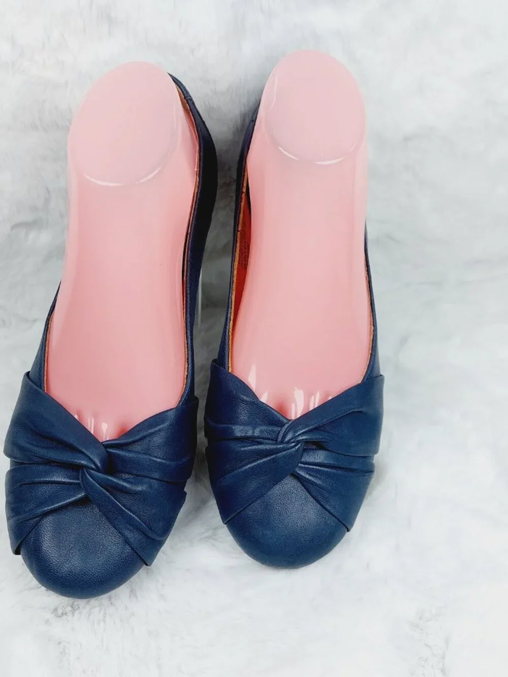 Born Women's Navy Lily Leather Wrap Knot Slip-On Ballet Flats Size 9M